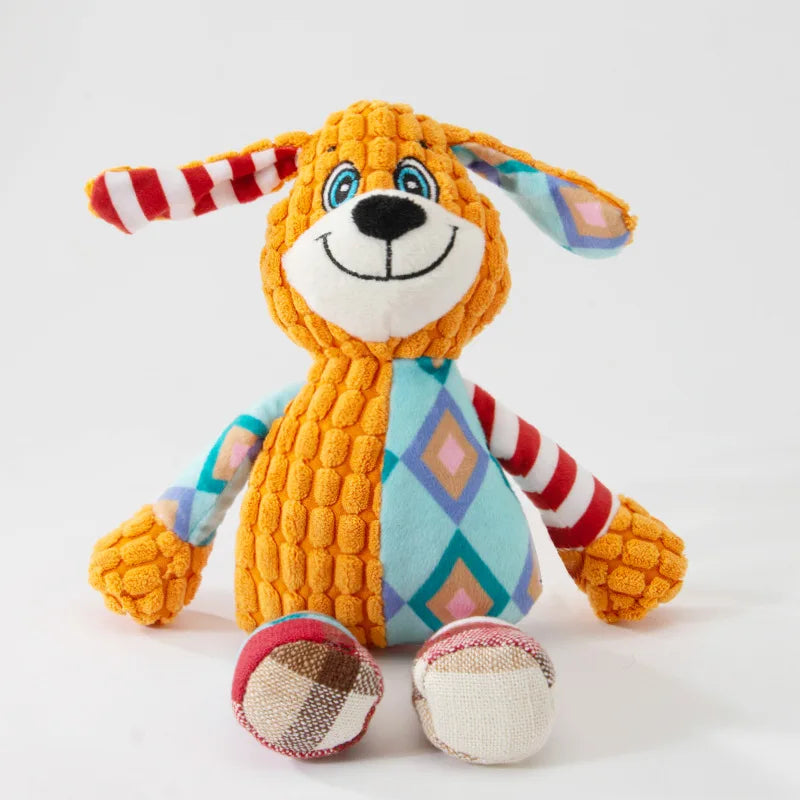 Cute Animals Plush Dogs Cats Toy Interactive Squeaky Puzzle Toy Bite Resistant Teeth Grinding Cleaning Pet Chewing Supplies Pi-Mart