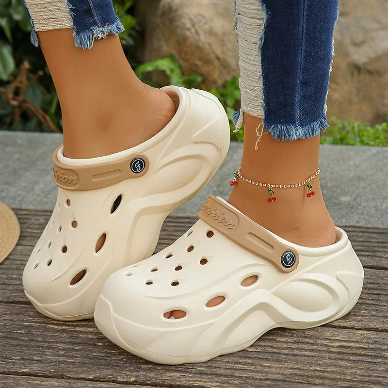 Chunky Platform Clogs Sandals Women 2024 Summer Soft Thick Bottom Beach Garden Shoes Woman Slide Non Slip Eva Wedge Slippers LadyShow.Store