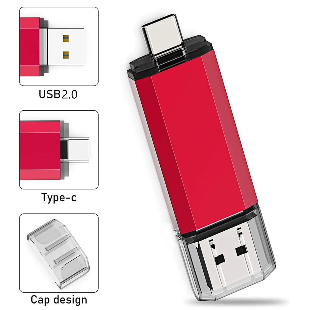 For iPhone TYPE-C OTG USB Flash Drive 256GB 512GB High Speed Phone Pen Drive with Key Chain Memory Stick Creative Business Gift Pi-Mart