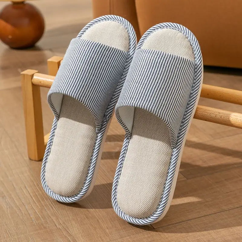 Four Season Linen Home Slippers Women Indoor Bedroom Women House Slides Autumn Unisex Lovers Shoes Adults Outdoor Casual Sandals LadyShow.Store
