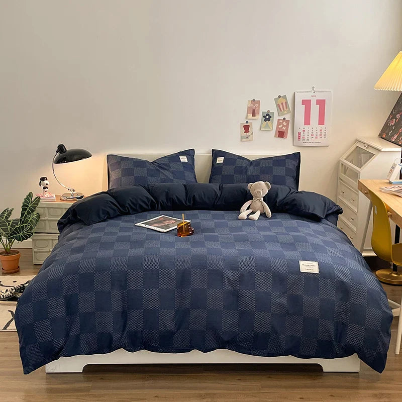 Checkerboard Bedding Comforter Set with Pillowcase bed sheet Single Full Size Bed Linen Duvet Cover Set Queen/King Double Single LadyShow.Store