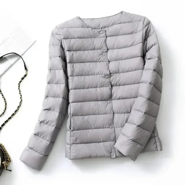 2024 New Autumn Winter Warm Ultra Light Weight Puffer Coats Down Jacket Women Slim Jacket Female Fashion White Duck Down Coat LadyShow.Store