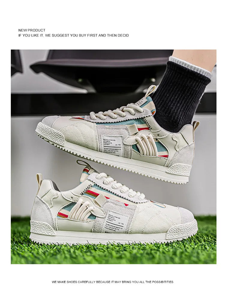 Large Size Men's White Sneakers Autumn Comfortable Non Slip Running Shoes Luxury Soft Sole Fashion Lace Up Outdoor Casual Shoes Pi-Mart