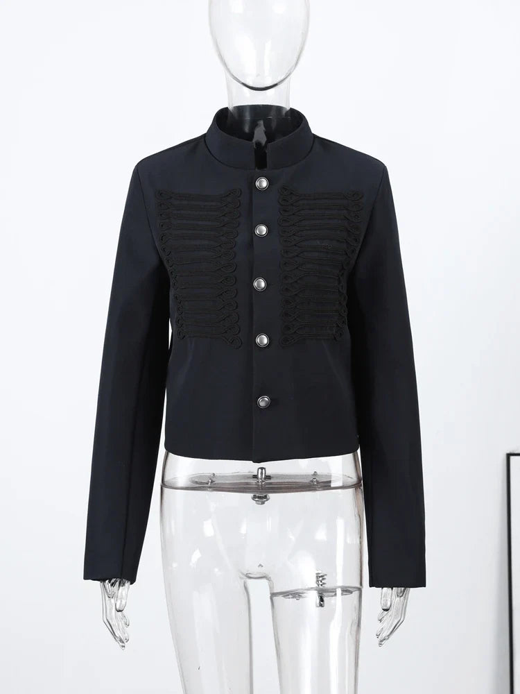 Chic Women's Cropped Jacket Stand Collar Single Breasted Long Sleeve Female Coat 2026 Spring Slim Fashion Solid Lady Outwear LadyShow.Store