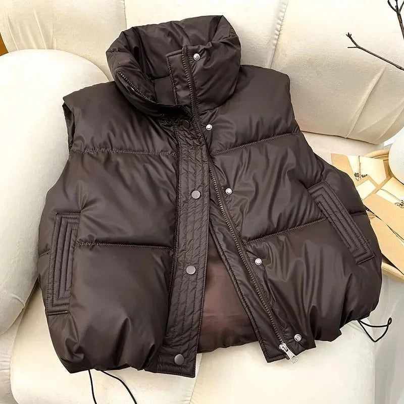 2026 New Women Winter Warm Waistcoat Ladies Sleeveless Stand Collar Coats Warm Outerwear Casual Lightweight Puffer Vest Jackets LadyShow.Store
