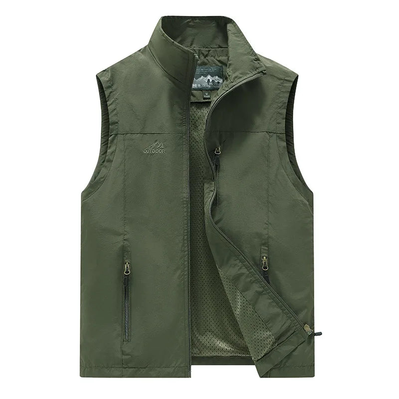 FGKKS Spring New Men Waistcoat Outdoor Leisure Solid Color Vest Young Middle-aged Photography Fishing Casual Vest Jacket Male LadyShow.Store