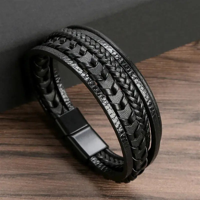 Classic Men's Leather Bracelet New Style Hand-woven Multi-layer Combination Accessory Fashion Man Jewelry Wholesale Dropshipping Pi-Mart