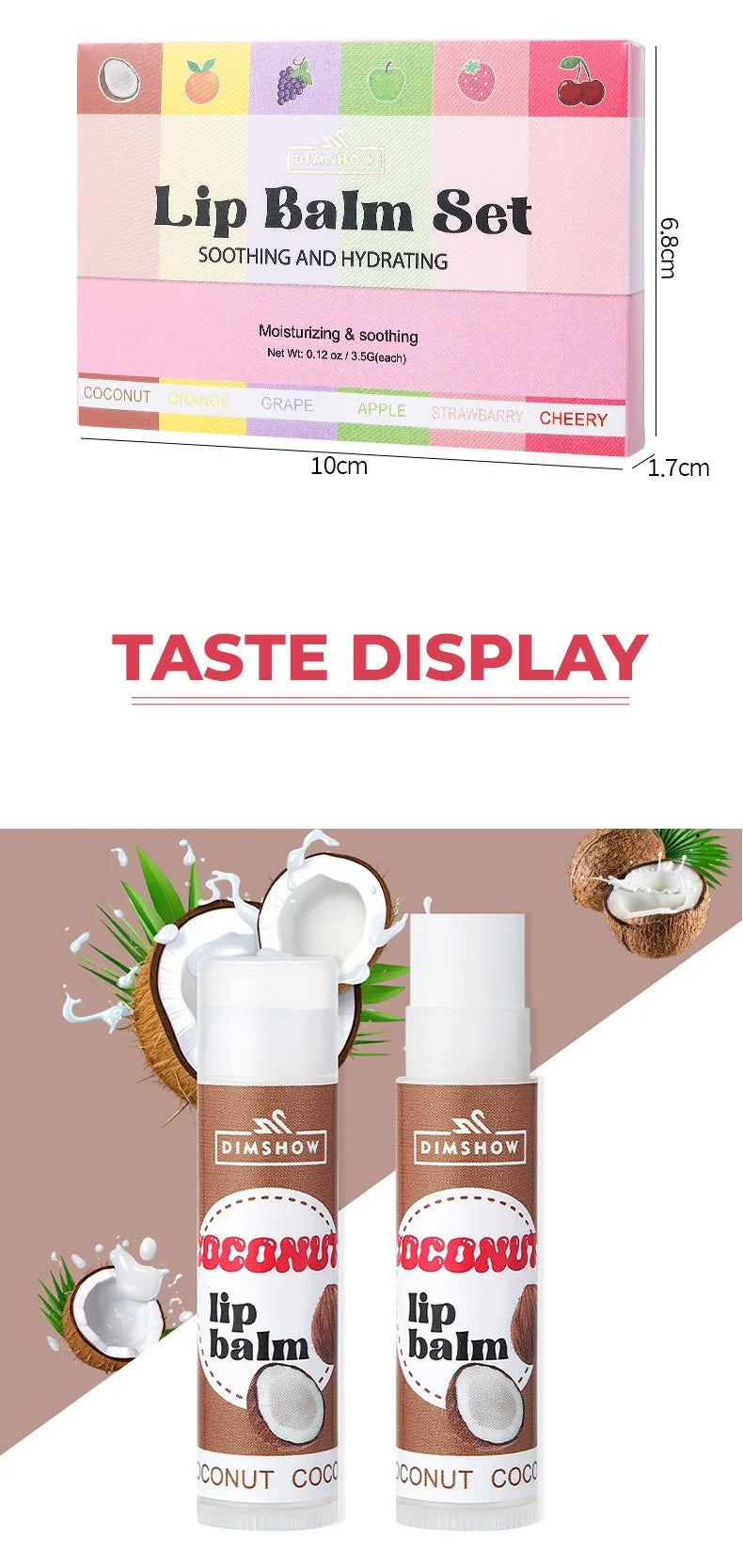 6 Kinds of Fruity Lip Balm Moisturizing Hydrating Long Lasting Lip Lotion Lightening Lip Lines Lips Mask Care Lips Lipstick Balm Pi-Mart
