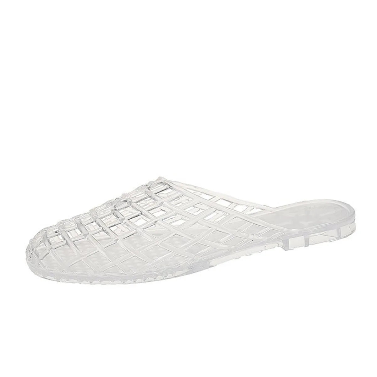 Summer Ladies Flat Bottom Hollow Comfortable Jelly Sandals Crystal Plastic Beach Slippers Breathable Slip-On Shoes LadyShow.Store