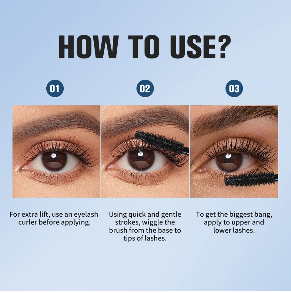 Lengthening & Volumizing Mascara Water-Resistant Long-Lasting Nourishing Strengthen Mascara Glossy Natural Finish Eye Makeup Pi-Mart