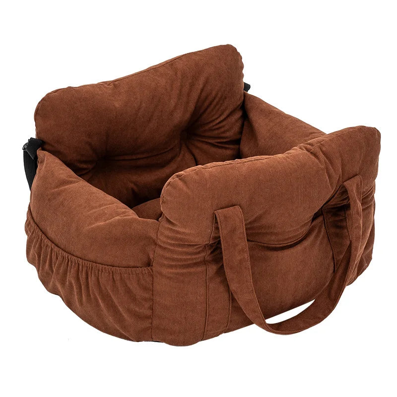 Dog Car Seat with Safety Belt - Non-Slip Pet Car Bed for Small Dogs, Washable Travel Carrier with Secure Straps for Safe Car Pi-Mart