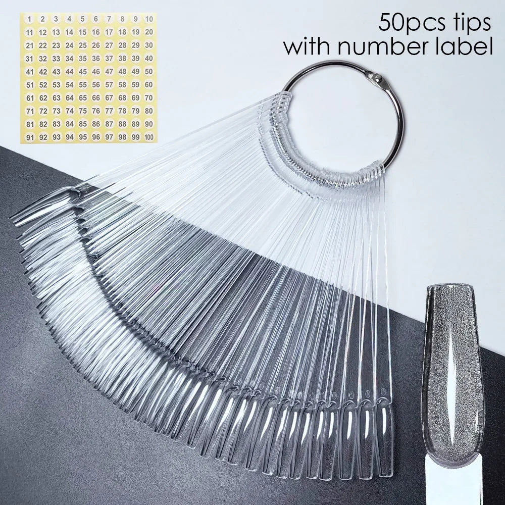 80/50/20pcs Nail Display Sticks Nail Swatch False Nail Tips Nail Gel Polish Practice Clear Display Board for Nail Art Tools Tri Light Beauty