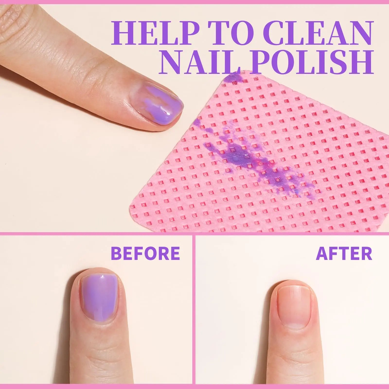50Pcs Lint Free Nail Wipes Eyelash Extension Glue Wipes Cleaner Cloth Non-Woven Fabric Nail Gel Polish Remover Cotton Pads Tri Light Beauty