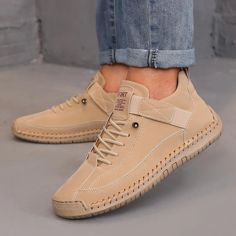 Boots Mid Top for Women British Style Retro Anti Slip Workwear Shoes Handmade Leather Loafers Casual Soft Soled Women Nude Boots LadyShow.Store