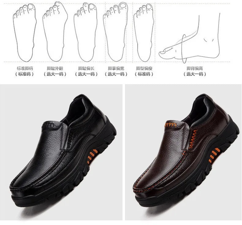 Autumn Genuine Leather Men's Casual Business Leather Shoes Lightweight Breathable Anti Slip Casual Leather Shoes Men Shoes Pi-Mart