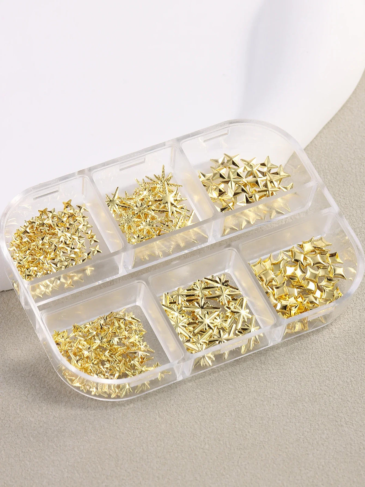 6/12Grids Gold Star Moon Metallic Rivet 3D Nail Charms Alloy Sun Moon Starlight Rhinestones Nail Studs For Nail Art Decoration Pi-Mart