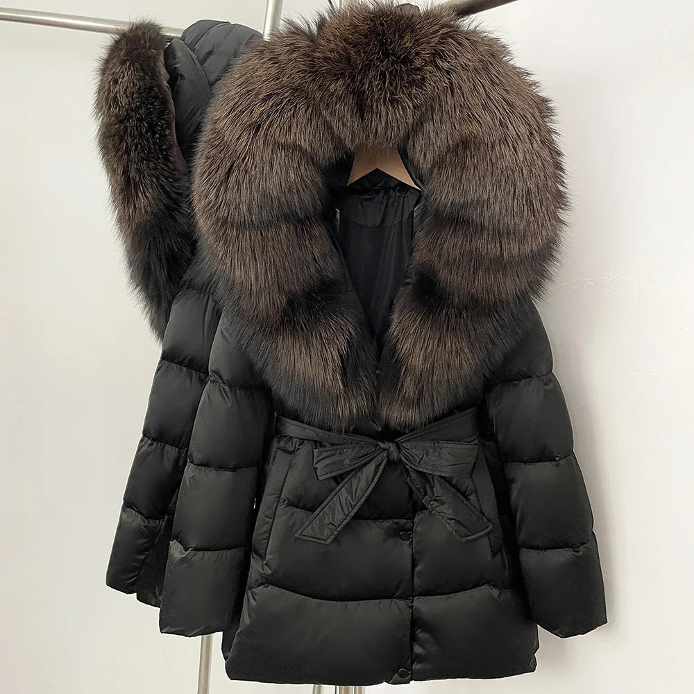 Natural Fur Collar Down Jacket Women Winter 2026 High Quality Duck Down Puffer Parka Windproof Warm Down Coat Outerwear New LadyShow.Store
