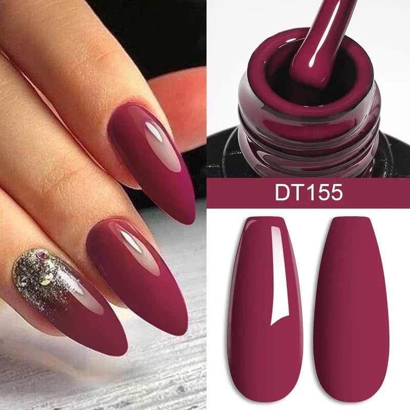 MEET ACROSS 7ml Wine Red Gel Nail Polish Long-Lasting French Style Gel Nail Supplies For Manicure DIY Design Nail Art Varnish Tri Light Beauty