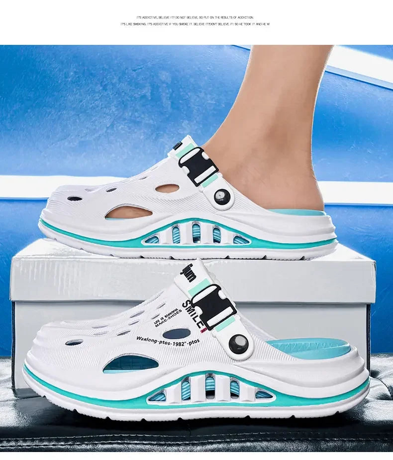 2026 New Men's Holes oes Summer Thi Bot Anti-Slip Driving Beach Slippers Spor Casual EVA Injection Moulding Footwear Pi-Mart