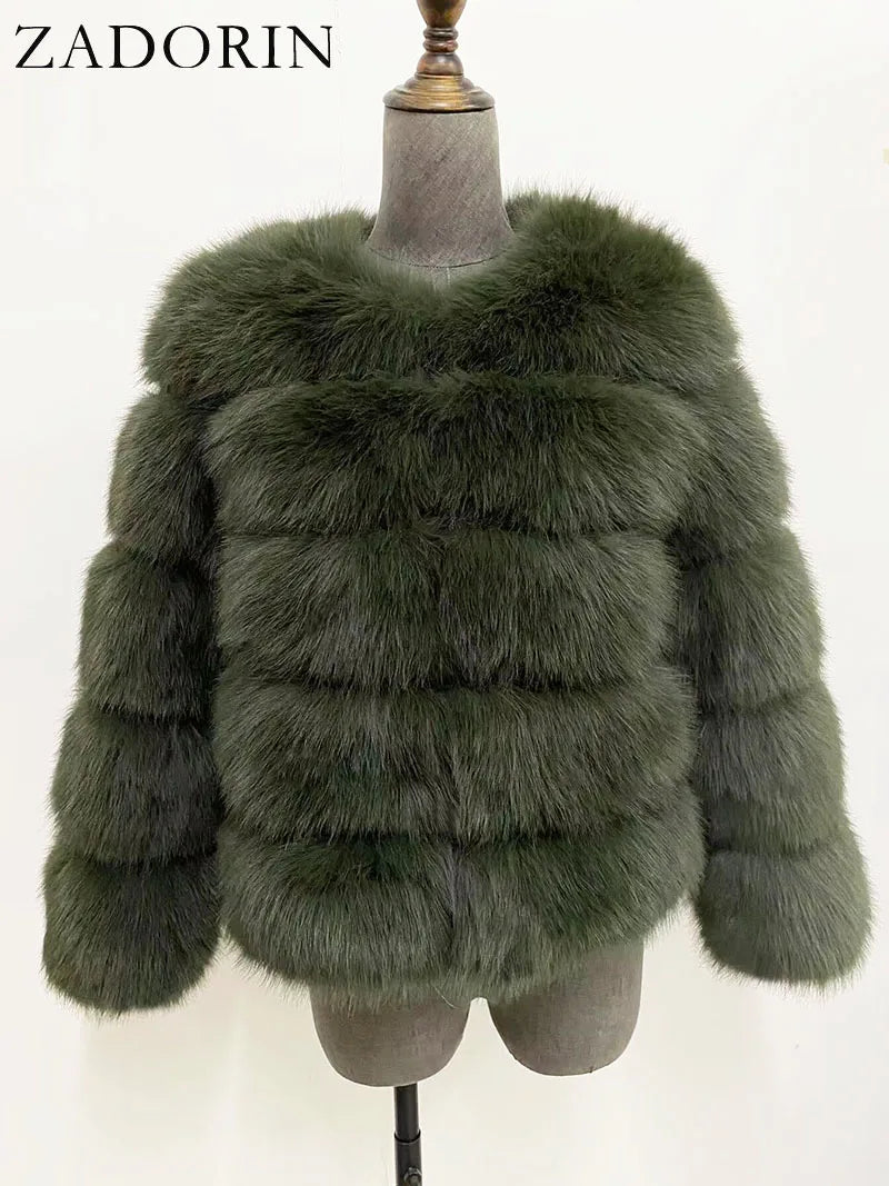 ZADORIN S-6XL Mink Coat Winter Black White Faux Fur Coat Woman Elegant Fluffy Faux Fur Jacket Top Short Fur Coats Woman Clothing LadyShow.Store