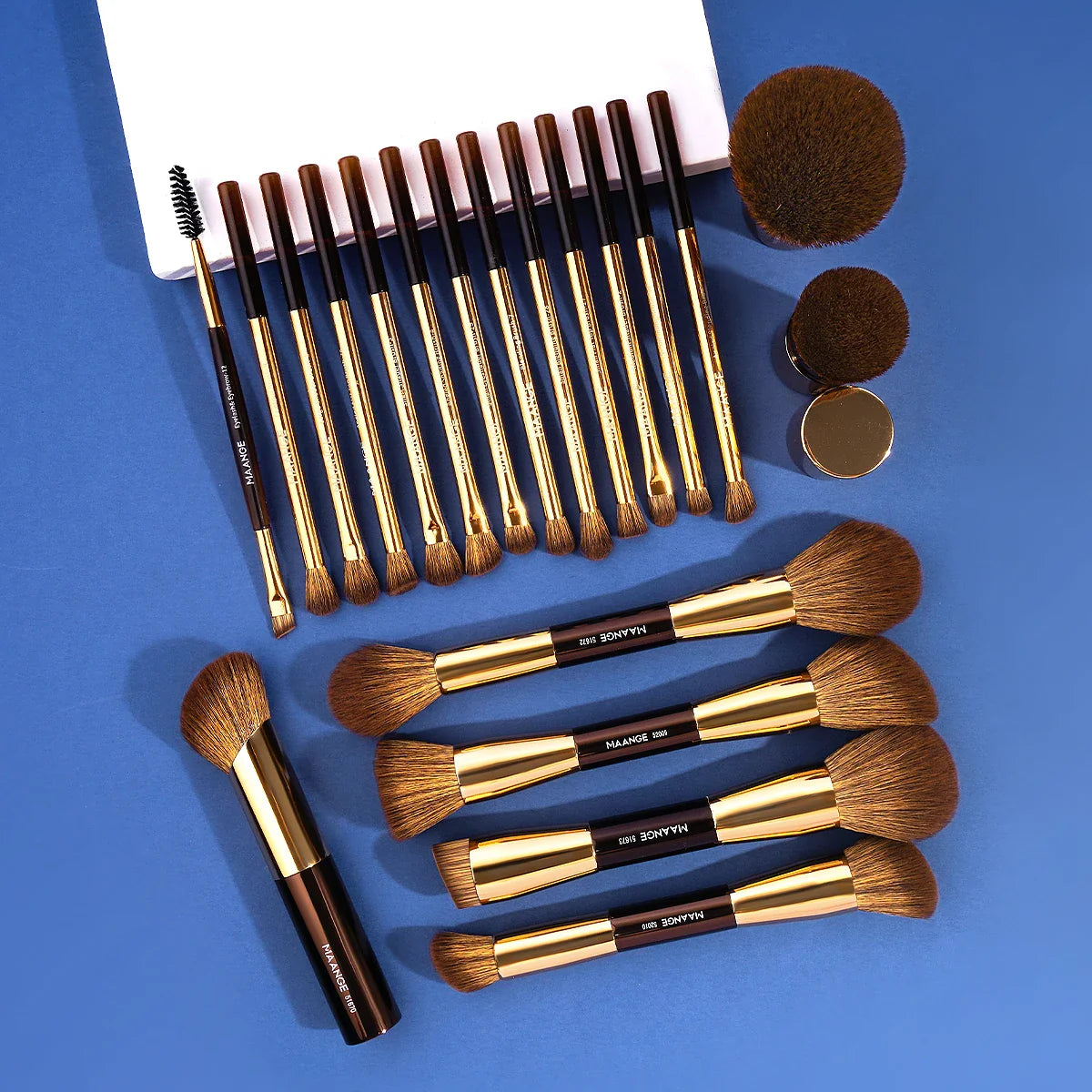 MAANGE 20pcs/set Pro Makeup Brushes Double Ended Foundation Concealers Blush Eye Shadows Brush for Liquid Cream Powder Blending Tri Light Beauty
