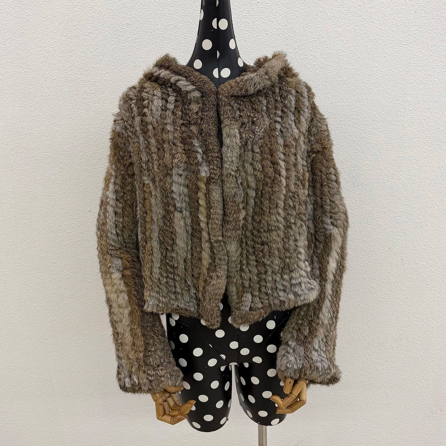Real Rabbit Fur Hooded Coat Long Sleeve Women Casual Loose Knitted Genuine Fur Jacket With Hood Female Natural Fur Outwear LadyShow.Store
