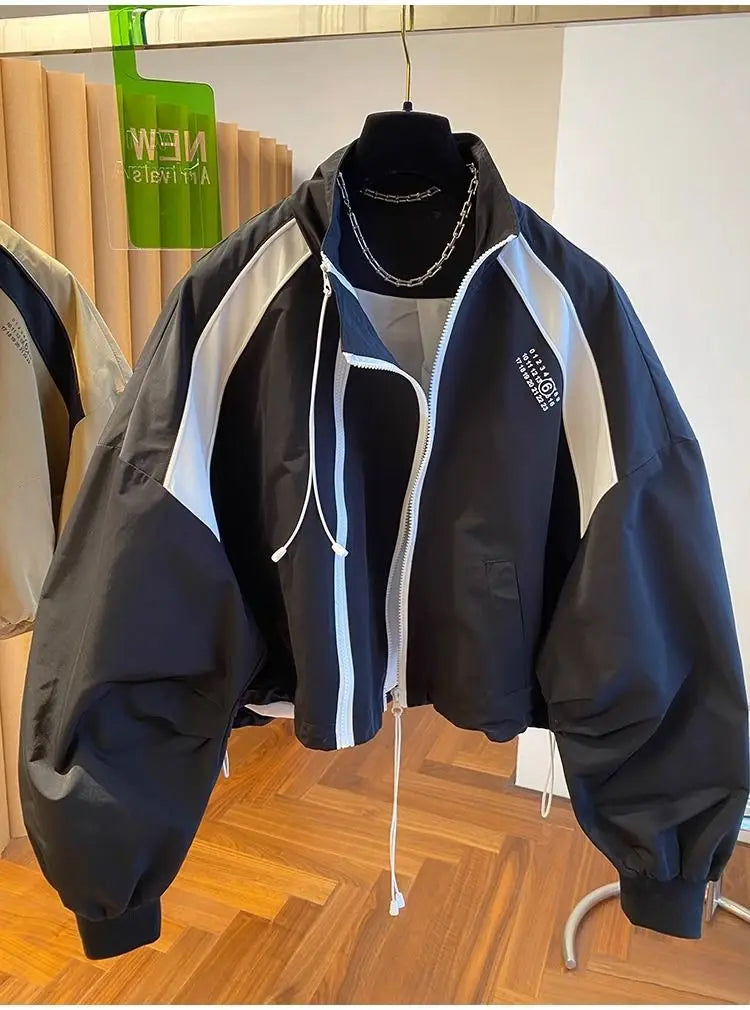 Zipper Design Niche Loose Casual Stand Collar Windbreaker Jacket Spring and Autumn Short Jacket Jacket Top Pi-Mart