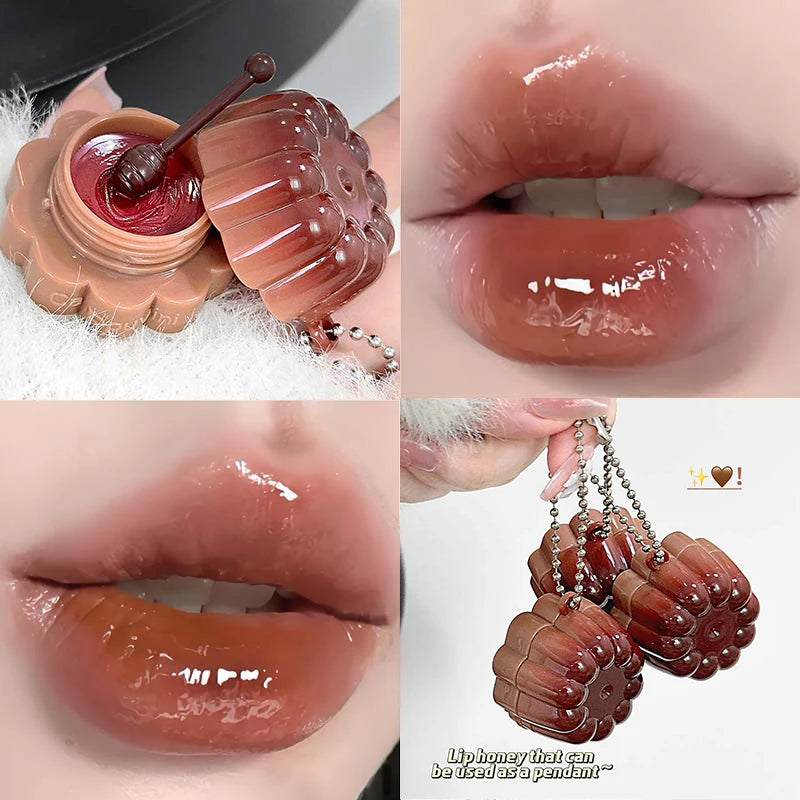Jelly Solid Water Mirror Lip Gloss Shine Plumping Lip Balm Light Red Brown Natural Lasting Moisturizing Lip Tint Lipstick Makeup Pi-Mart