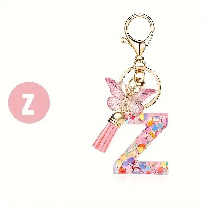 Fashion DIY A-Z Letters keychain Metal Holder Pendent Key Chain Women Car Key Ring Simple Letter Name Key Party Gift Jewelry Pi-Mart