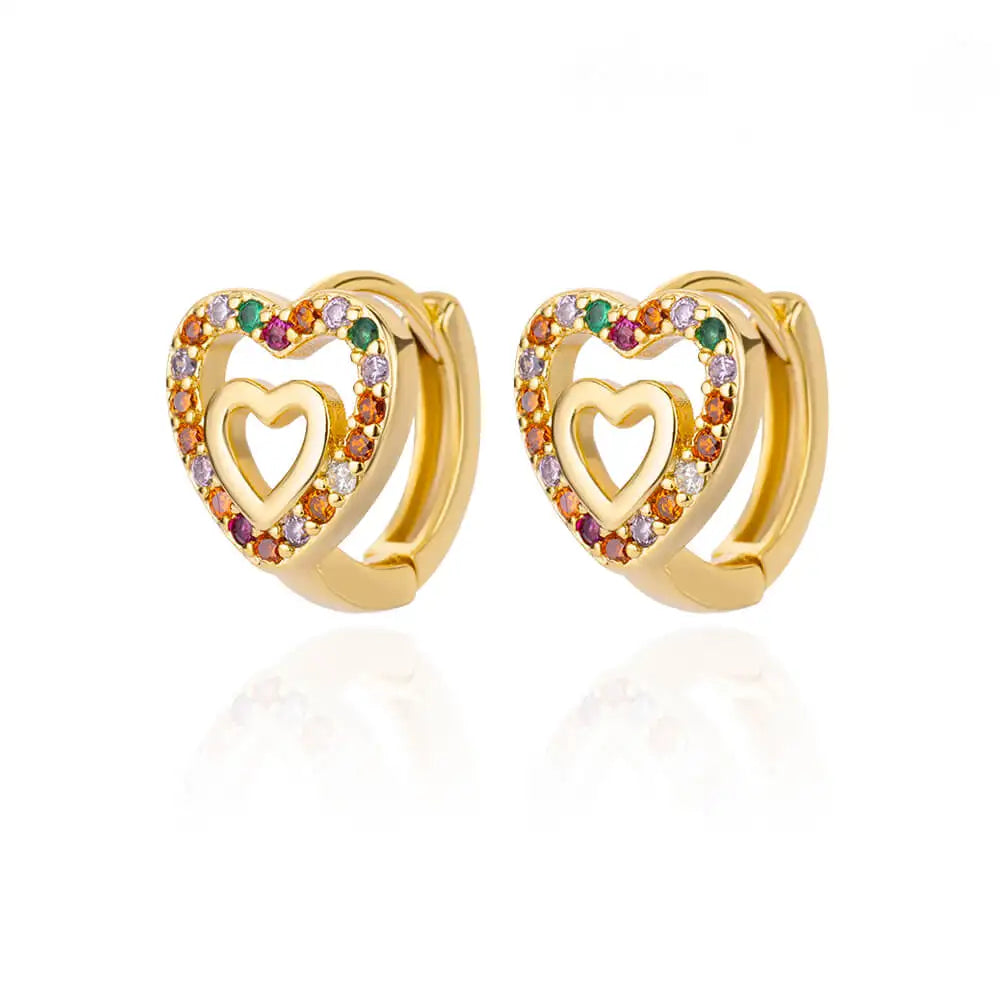 Hollow Zircon Heart Earrings For Women Stainless Steel Gold Color Heart Earring Luxury Wedding Couple Jewelry Gift Free Shipping Pi-Mart