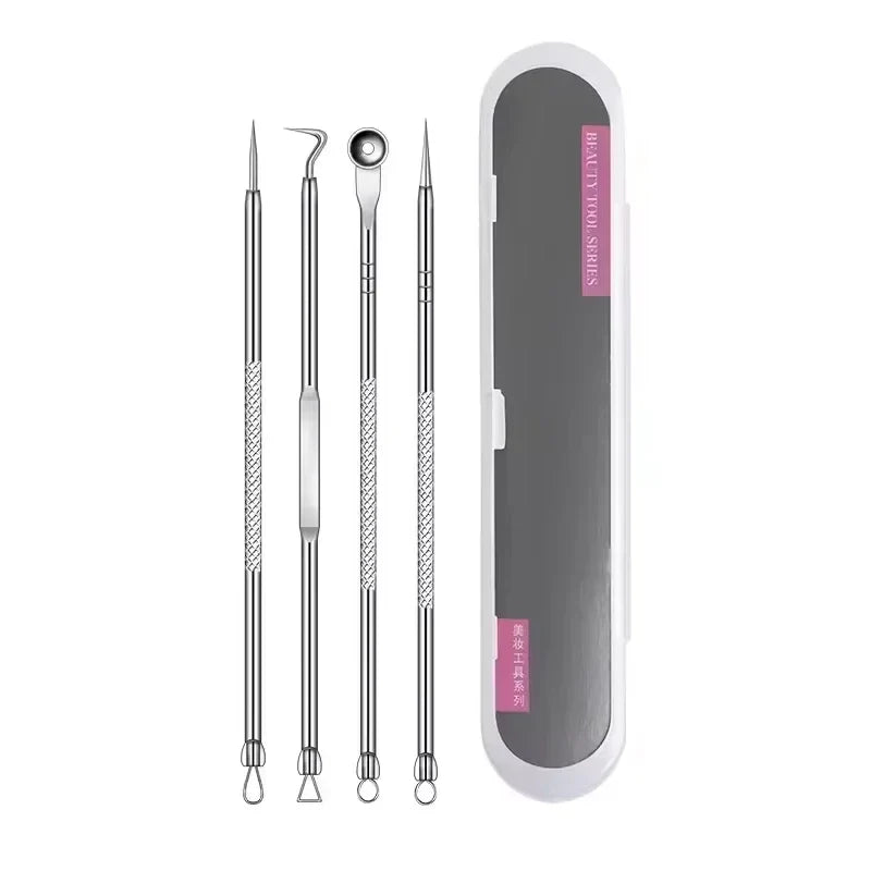 3-8Pcs Blackhead Clip Pimples Tweezer Blackhead Remover Stainless Steel Cell Clip Beauty Product Acne Needle Skin Cleanning Tool Tri Light Beauty