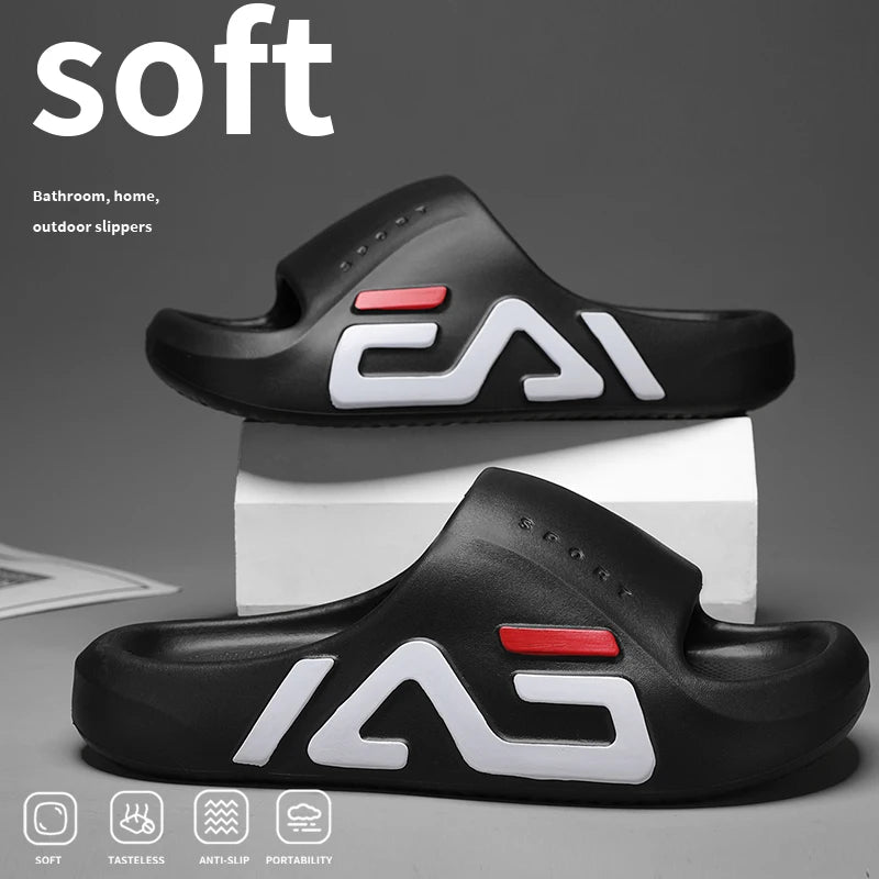 Extra-thick Sole Men Soft Air Cushion Casual Slippers EVA Sandals Fashion Flip Flops Outdoor Summer Seaside Beach Shoes Pi-Mart