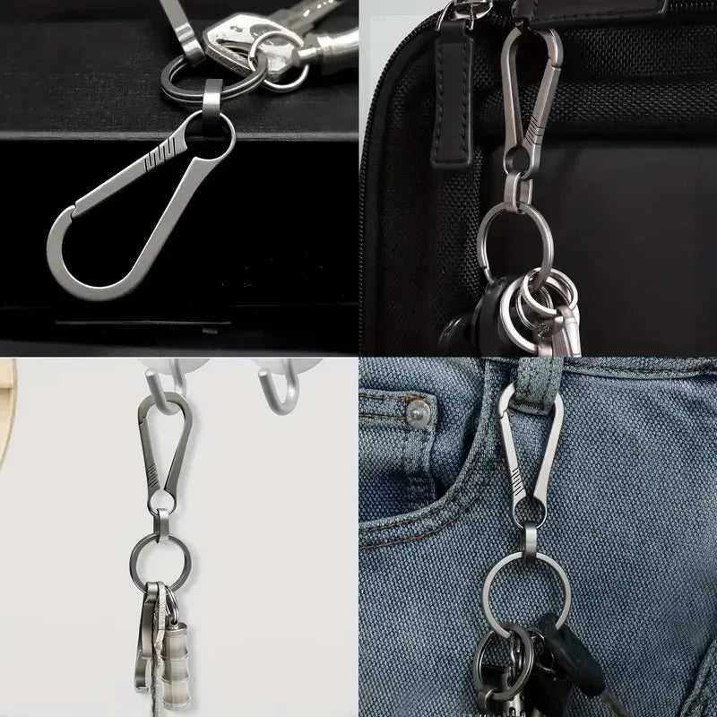 1PC Titanium Alloy Keychain Tiranium Buckle Key Ring Car Accessor Waist Hanging Chain Ring Buckles Opener EDC Outdoor Tool Pi-Mart