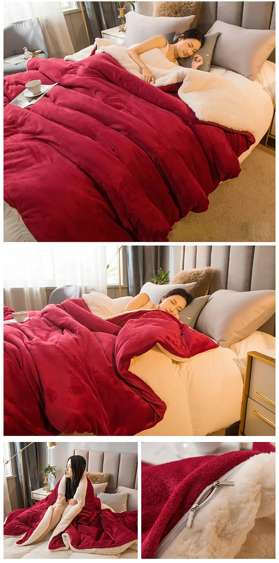 Wool Throw Blanket Keep Warm Winter Bed Blankets Double Sided Queen Duvet Cover Camping Double Bed Cover Bedspread On The Bed Pi-Mart