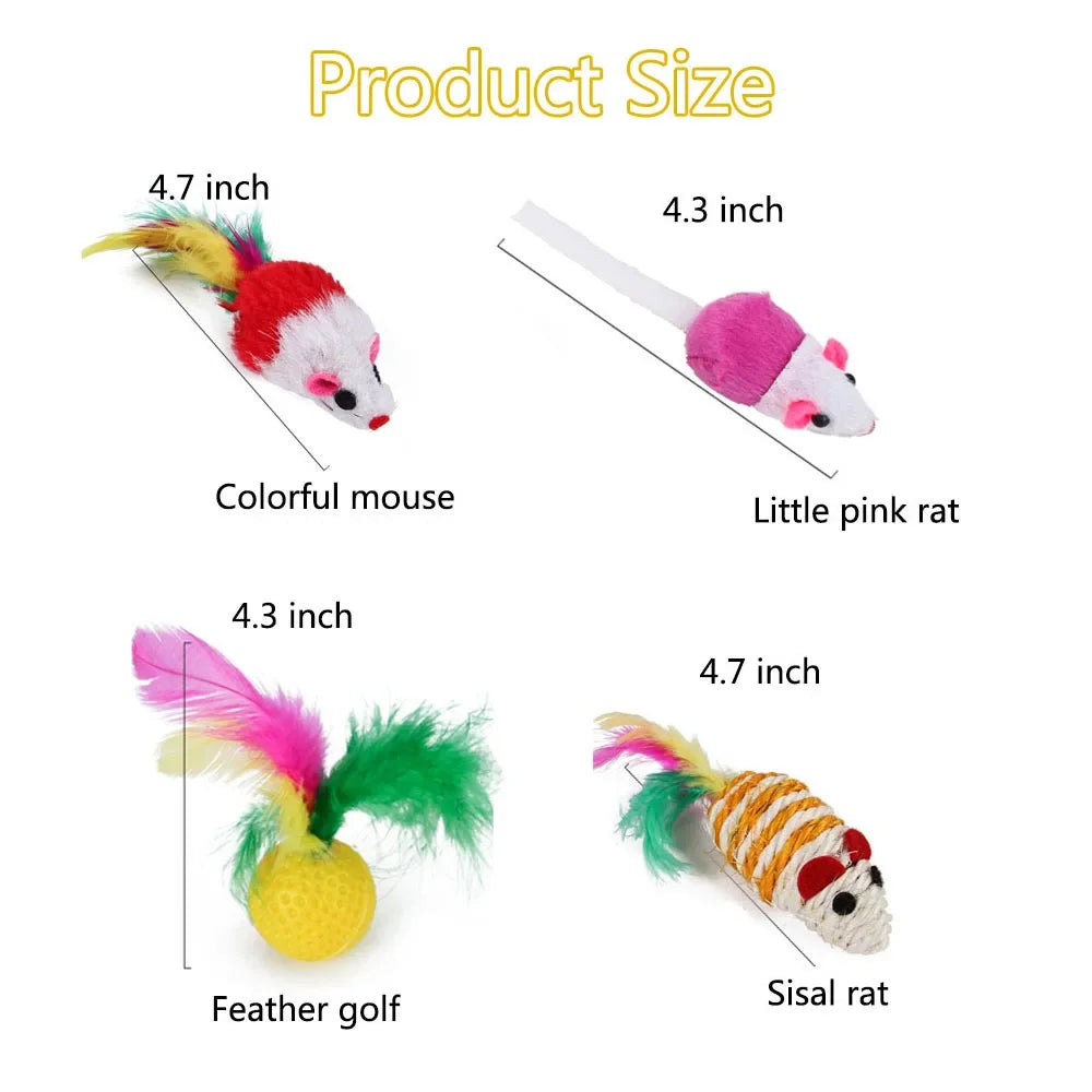 Kitten Toys Variety Pack-Pet Cat Toys Combination Set Cat Toy Funny Cat Stick Sisal Mouse Bell Ball Cat Supplies Pi-Mart