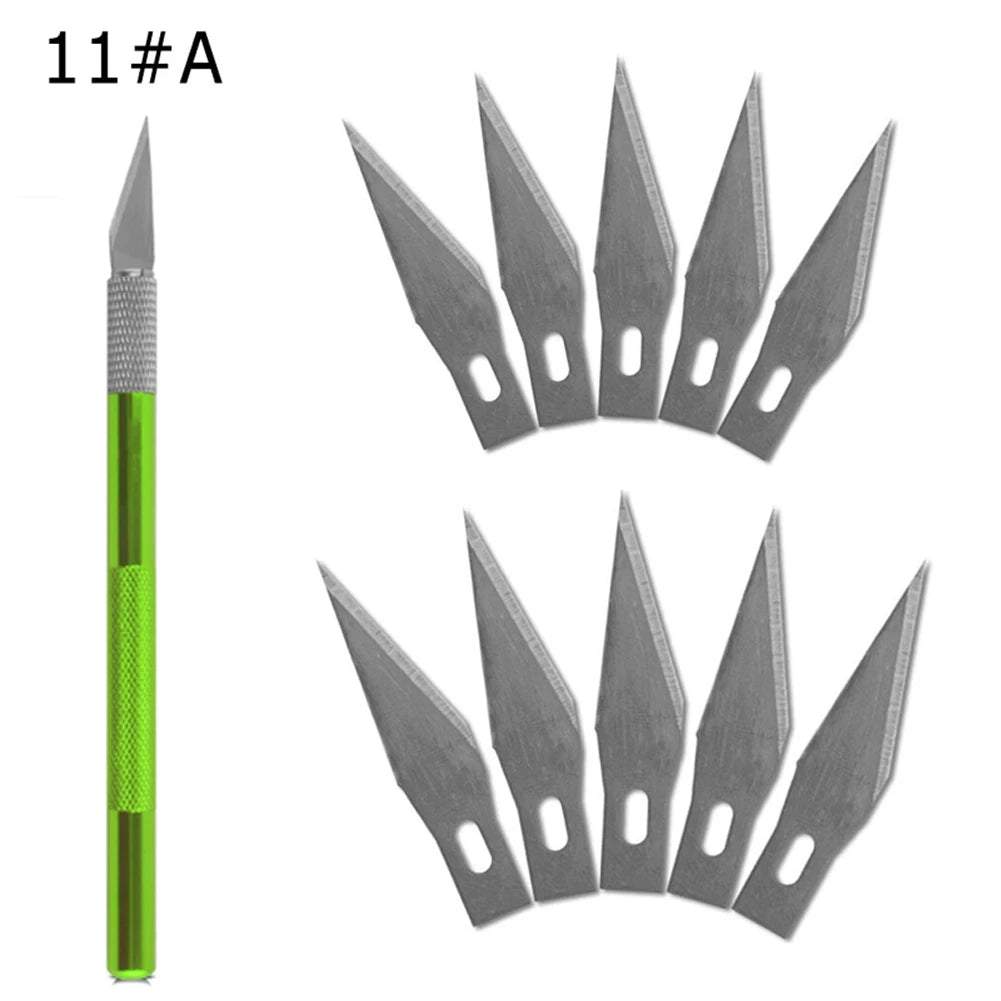 Engraving Non-Slip Metal Knife Kit + 40/10pcs #11 Blades Cutter Craft Knives for Mobile Phone PCB Repair Hand Tools Pi-Mart