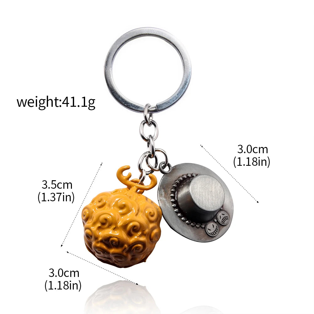 One Piece Luffy Straw Hat Keychain Rotatable Zoro Skull Metal Pendant Role-Playing Decorative Accessories Fan Jewelry Gift Pi-Mart