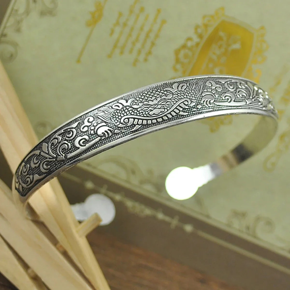 New Retro Cuff Bracelets Tibetan Silver Metal Carving Fish Elephant Flower Bangles Vintage Gypsy Jewelry Female Gifts Pi-Mart