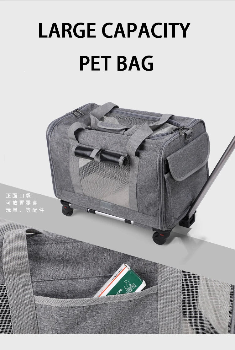 Pet Carrier with Wheels for Dogs Up To 15lbs & Cat  Airline Approved Dog Carrier Rolling Pet Carrier Foldable Pet Stroller Pi-Mart