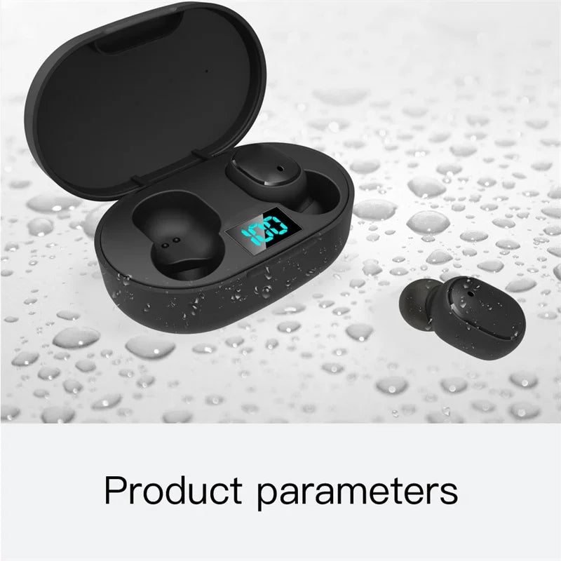 Digital Display Bluetooth Earphones with Mic TWS E6S Wireless Bluetooth Headset Noise Cancelling Headset for Xiaomi Huawei Oppo Pi-Mart