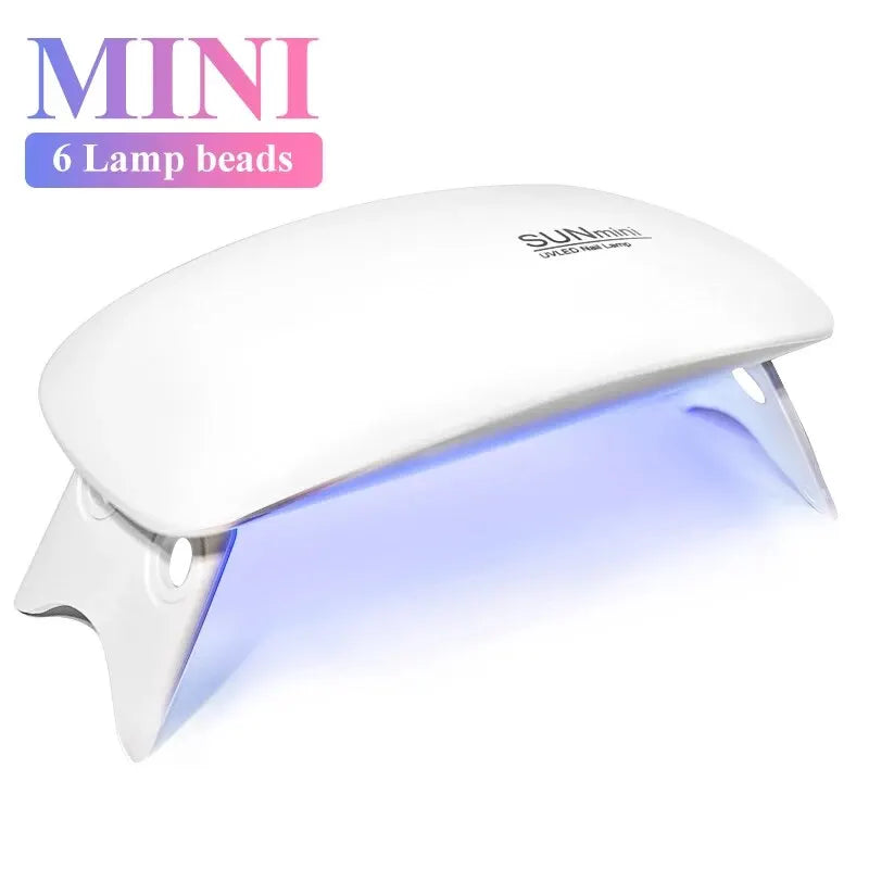 Mini UV LED Nail Lamp 6W for Curing Nail Gel Polish Portable Foldable 120s/60s Timing Manicure Dry Machine Nail Art Drying Tool Tri Light Beauty