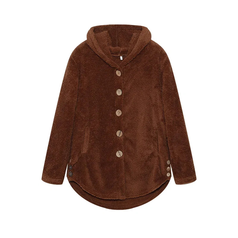 Fashion Trend Autumn and Winter Press-pleated Printed Turn-collar Long-sleeved Shirt Two-piece Furry Coat LadyShow.Store