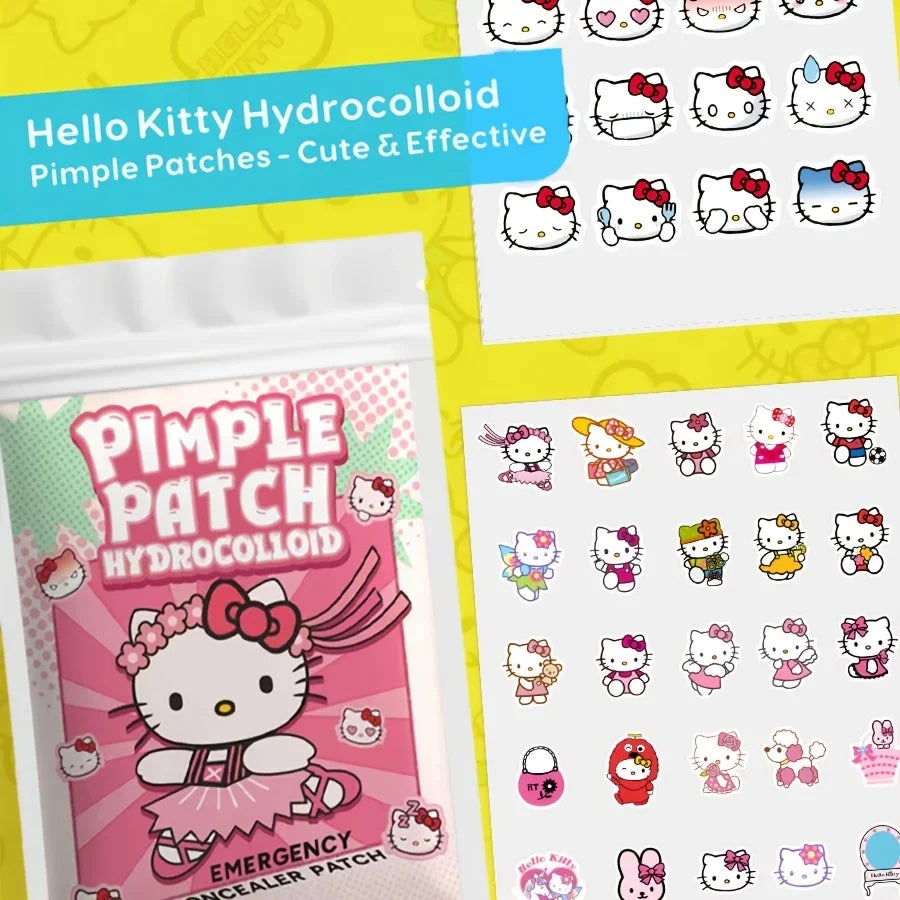 45/135PCS Sanrio Hello Kitty Cartoon Pimples Defect Patch - Invisible Hydrocolloid Acne Patch, Facial Decoration Patch, LadyShow.Store