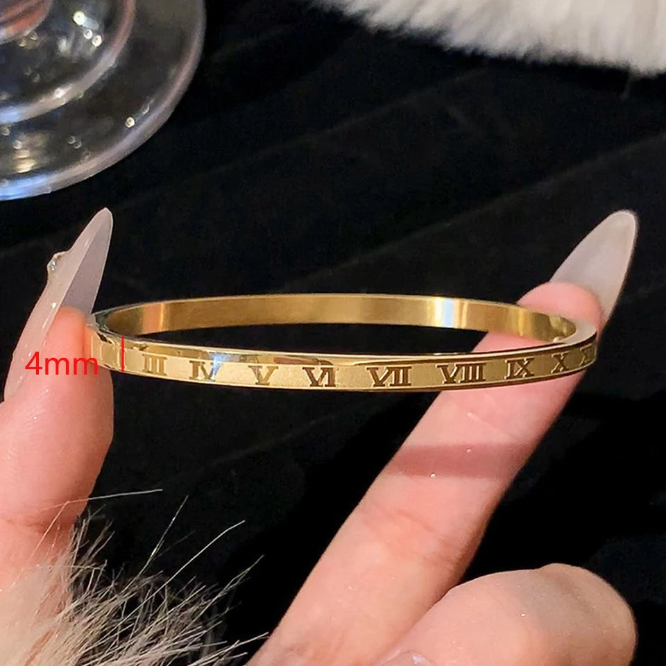 ZAKOL 5/1pcs Sparkling Zirconia Inlaid Stainless Steel Bracelet Set for Women Stackable Bangles Fashion Non Fading Jewelry Gift Pi-Mart