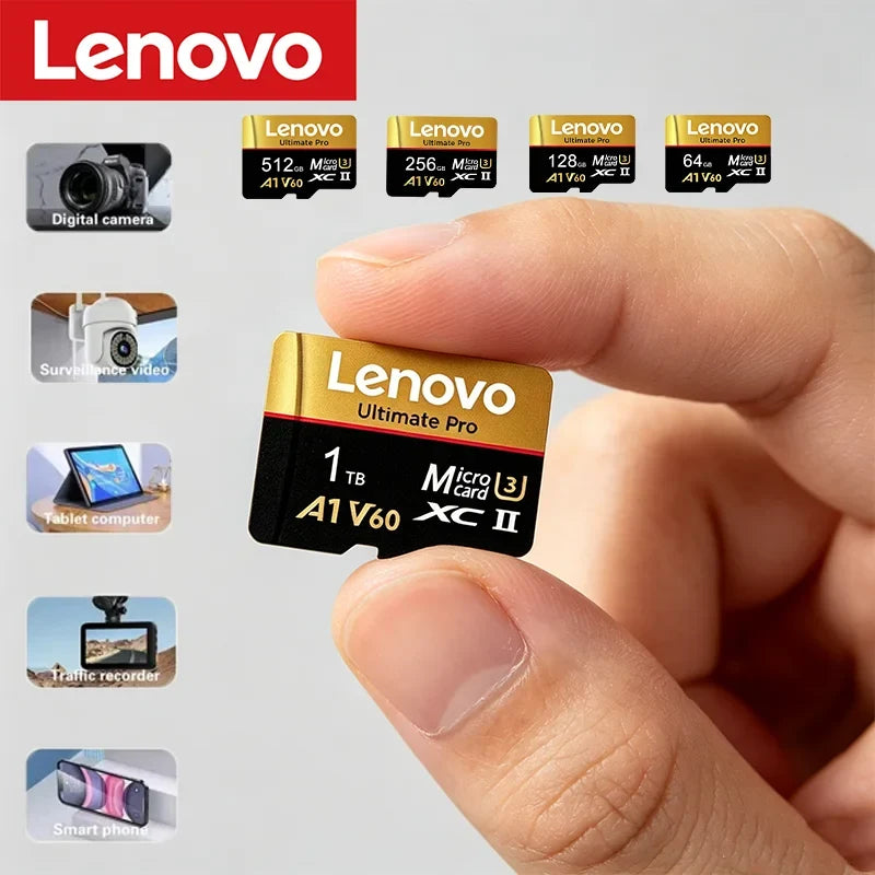 Lenovo 1TB Memory Card Stable Performance for Camera Surveillance Devices High Speed Micro TF SD Memory Card 512GB 256GB 128GB LadyShow.Store