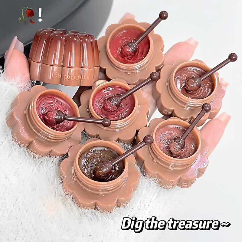 Jelly Solid Water Mirror Lip Gloss Shine Plumping Lip Balm Light Red Brown Natural Lasting Moisturizing Lip Tint Lipstick Makeup Pi-Mart