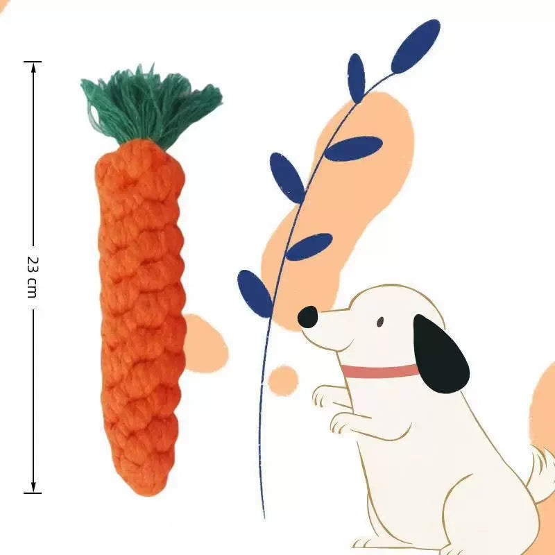 Chew Toys For Small Dogs Puppy Cleaning Teeth Bite Resistant Carrot Cotton Rope Pet Playing Toy Accessories Pet Supplies Pi-Mart