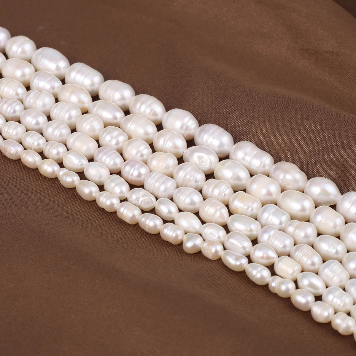 A Natural Freshwater Pearl Bead Rice Shape Christmas Gift Ladies White Jewelry Making DIY Fashion Bracelet Necklace Accessories Pi-Mart