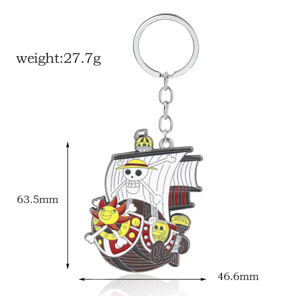 One Piece Luffy Straw Hat Keychain Rotatable Zoro Skull Metal Pendant Role-Playing Decorative Accessories Fan Jewelry Gift Pi-Mart