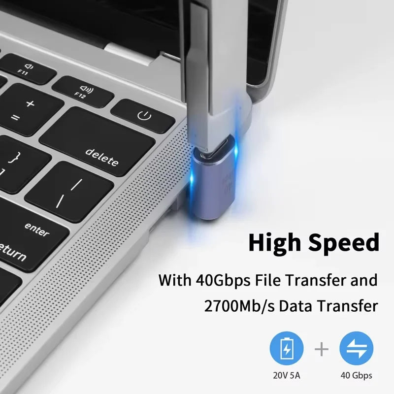 USB4.0 40Gbps OTG Type C 90 Degree Adapter 100W 5A USB C to Type C Fast Charging Converter USB C Data Adapter For Macbook 8K60HZ Pi-Mart